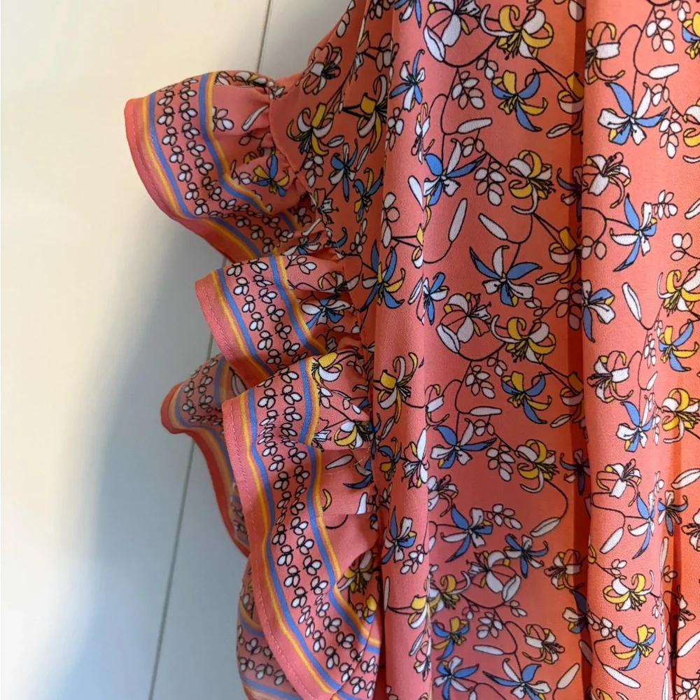 Max Studio Coral Floral Midi Dress - Picture 2 of 8